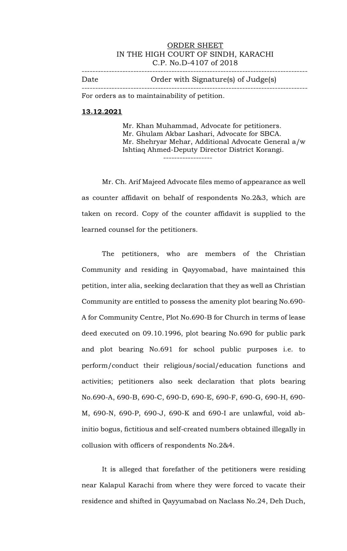 Church land dispute legal document